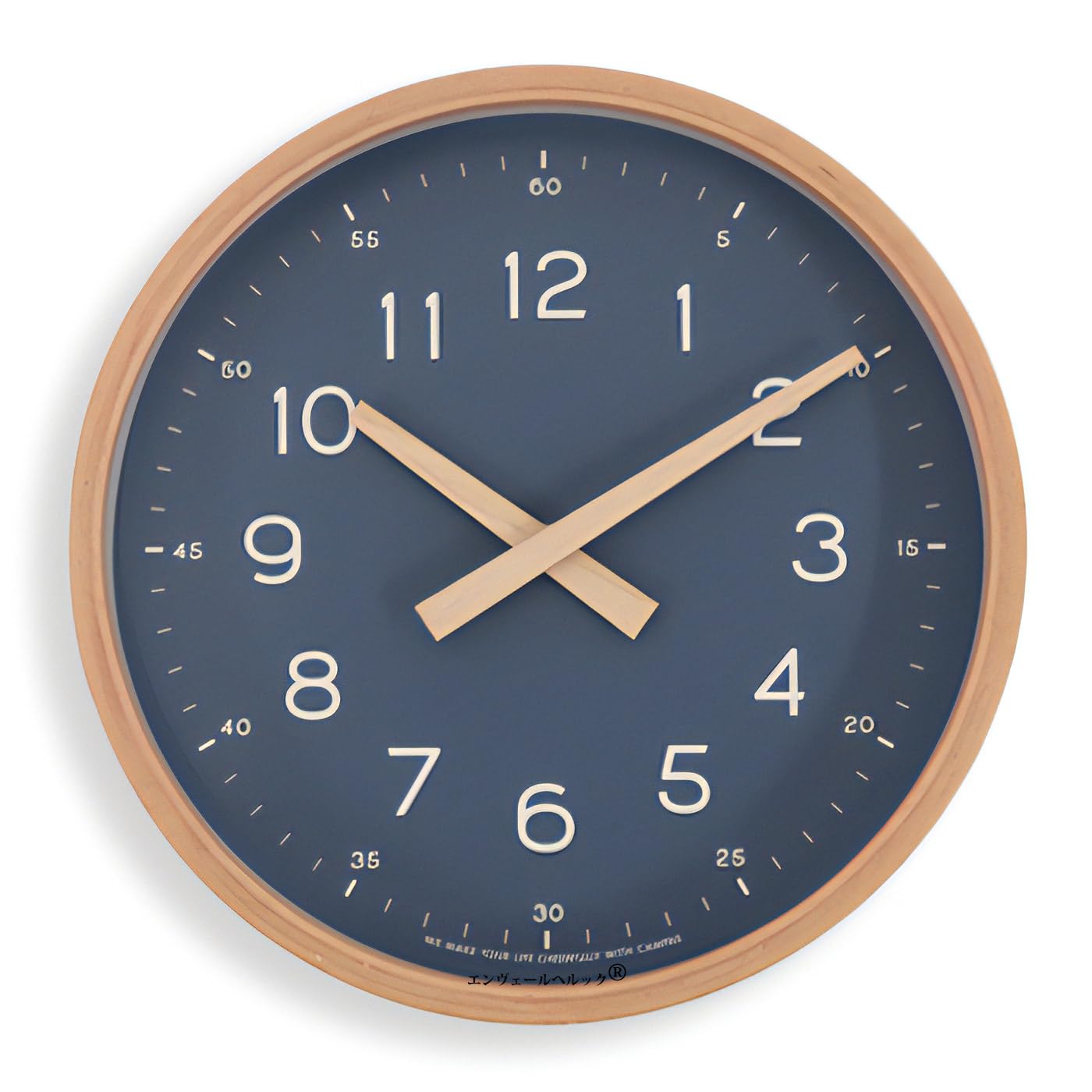 木製の針と曲木の温もりがある ウォールクロック ネイビー S 直径21cm 上質感あるシンプルなフレーム 北欧風 音がしない ライフスタイルに合わせてお好きな場所に 掛け時計 キャンパス エンヴェール