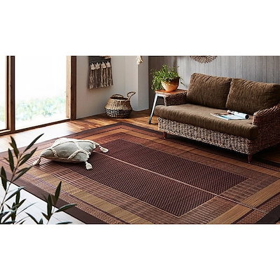 敷物 花ござ 国産 純国産 日本製 い草 モダン 抗菌防臭 自然素材 パッチワーク ベージュ 江戸間2畳 約174×174cm イケヒコ イケヒコ・コーポレーション 1080040020102 敷物 花ござ 国産 純国産