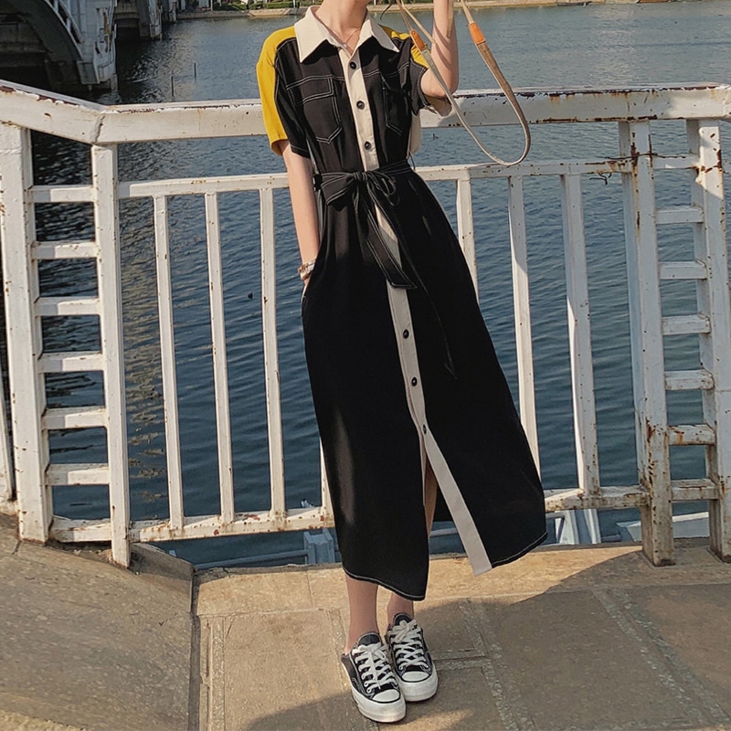 ワンピース レディース シャツワンピース フレアワンピース ミモレ ロング 袖あり 半袖 Vネック