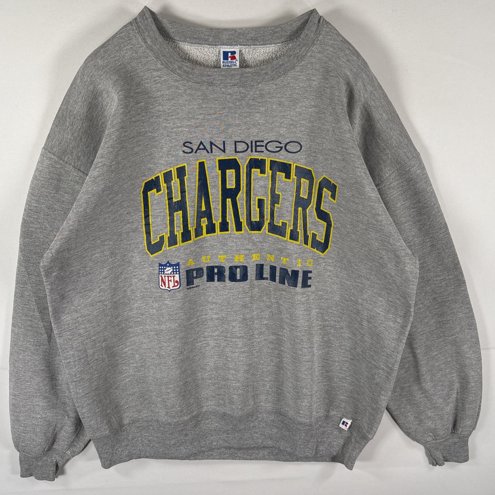 古着 90s/90年代 USA製 スウェット トレーナー NFL チームロゴ プリント 大きいサイズ 前V XXL グレー メンズ