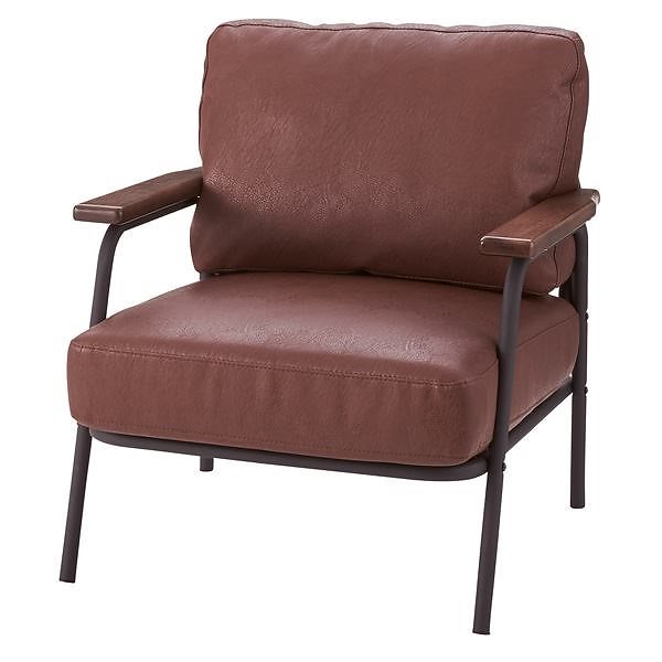 ミッドセンチュリー風1人掛けソファー [肘付き] スチールx合成皮革/合皮 『ボイド』 HS-954