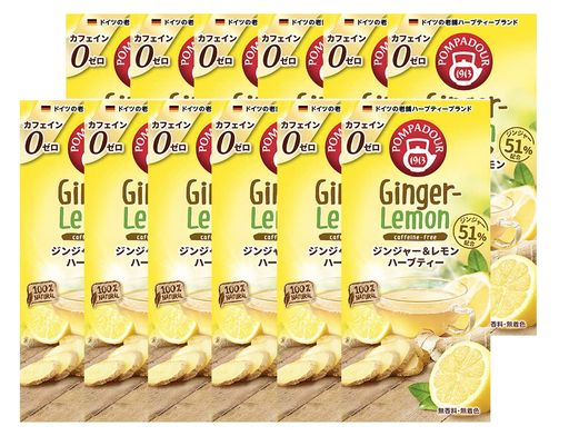【12箱セット】ポンパドール ジンジャーレモン ハーブティー 1箱10袋入×12箱セットノンカフェイン デカフェ ティーバッグ 無香料 無着色