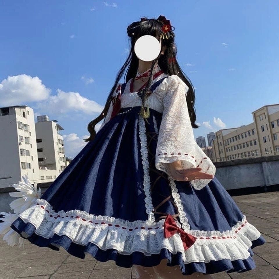 ロリータスカート フルセット ロリータ 和風 Jsk 配色 ホワイト スノー アヒル ホワイト スノー グース かわいい ビッグスカート