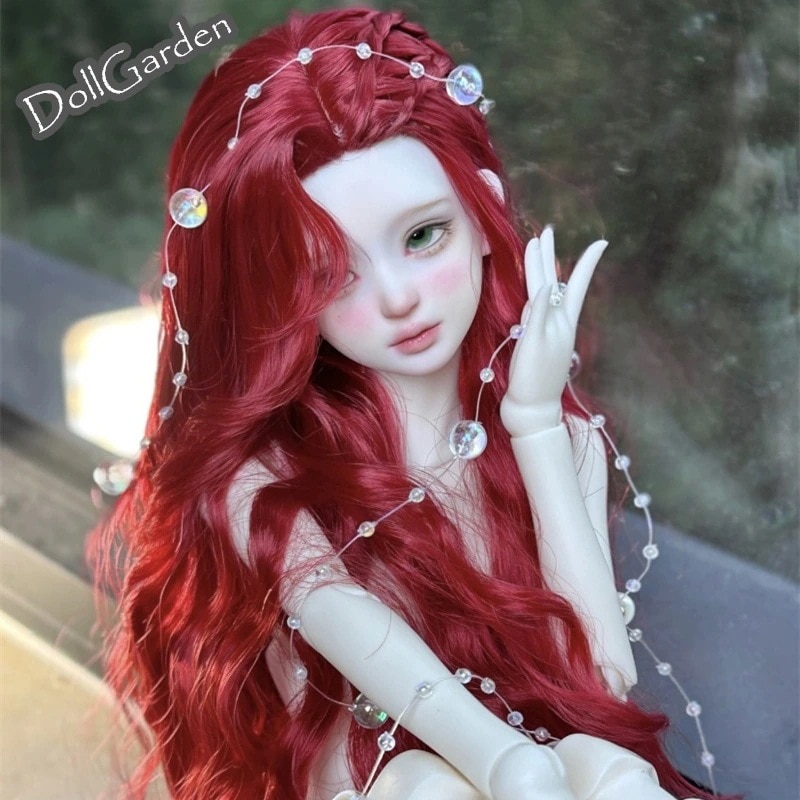 BJD 1/3 1/4 ドール ウィッグ 人魚姫スタイル ロング パーマ 編み入り 多色 小顔SD/MSDサイズ球体関節人形用ウィッグ