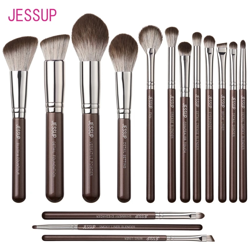 Jesup-メイクブラシ15個セット,ファンデーション用,ブレンダー,ブレンダー,コンシーラー,パウダー,アイシャドウ,蛍光ペン,t498