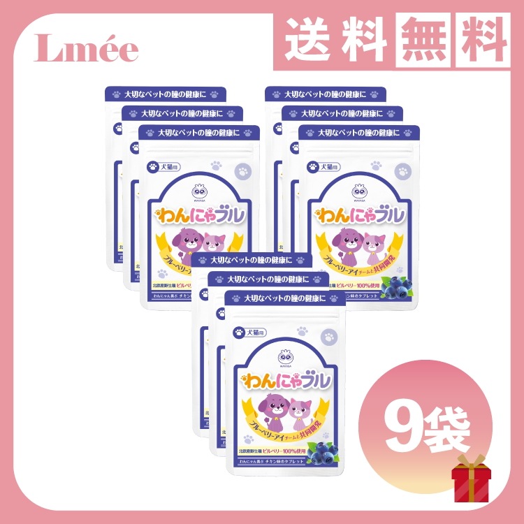 【獣医推薦】わんにゃブル 9袋 558粒 病院でも売られているサプリ 目やに予防 犬 猫 ペット 目のサプリ アイケア ブルーベリー ビルベリー サプリメント
