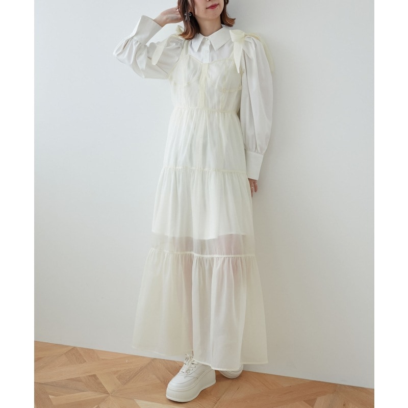 リボンシアーワンピ&シャツワンピSET