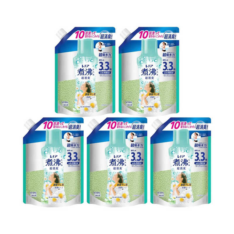P＆G　(ケース販売) レノア 煮沸レベル 消臭抗菌ビーズ 部屋干し 花とおひさまの香り つめかえ用 超特大 1410ml×5個