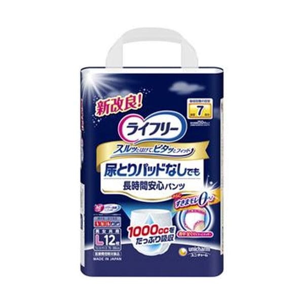 （まとめ）ユニチャーム ライフリー尿とりパッドなしでも長時間安心パンツ L 1パック（12枚）5セット
