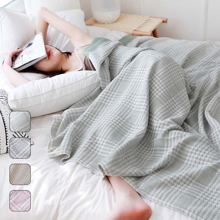 【限定SALE】タオルケット シングル ダブル 子供 ブランケット チェック柄 おしゃれ 夏用 150*200cm 200*230cm 寝具 布団 エアコン毛布 柔らかい 寝心地良い 感触良い ベビー