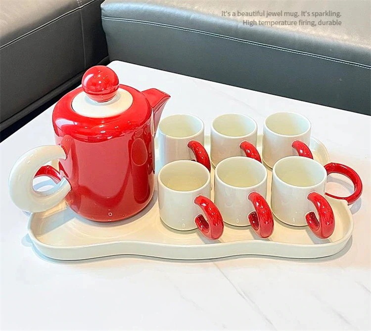 韓国ファッション カップ ティーポット 水筒 陶磁器カップ カップセット ジョー移行プレゼント マグカップ 茶器セット コーヒーカップトレイ 大人気