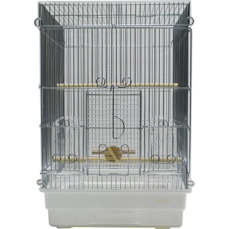 鳥かご ケージ HOEI 35手のりG 白底 底カラー ホワイト セキセイ 文鳥 小型インコ フィンチ 豊栄金属工業 銀色メッキ 幅370奥415高545mm