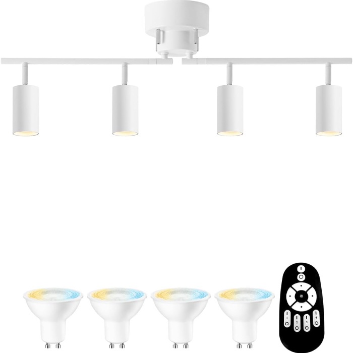 シーリングライト おしゃれ 北欧 4灯 ペンダントライト E11 60W形相当 6W LED電球付き 調光 調色 リモコン付き 昼白色 電球色 照明器具 天井 スポットライト 円筒 天井照明 角度