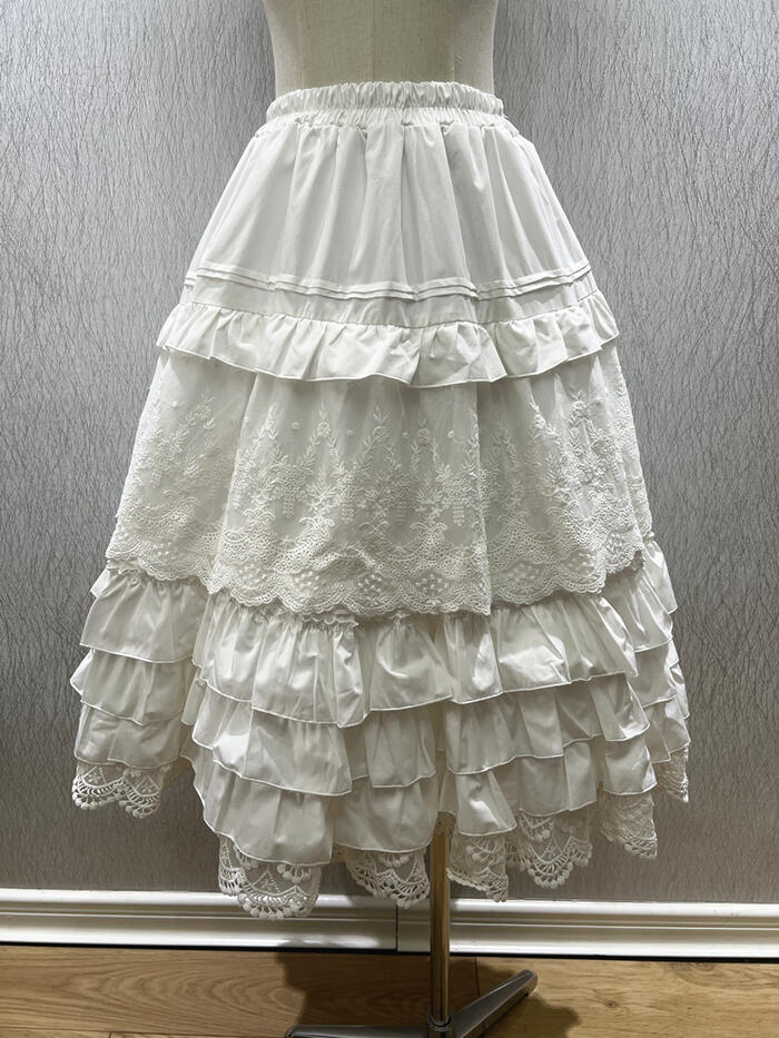 【急速出荷】ロリータ パニエ ボリューム フリル 膨らみ ゴスロリ ロングスカート チュチュ ドレス ペチコート レディース クラシカル クラロリ 甘ロリ レイヤード 重ね着 ホワイト