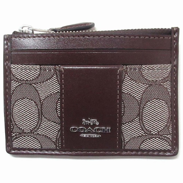 コーチ 財布 COACH アウトレット シグネチャー ジャガード スリム ID カード ケース コインケース 小銭入れ CU988 SVS8S