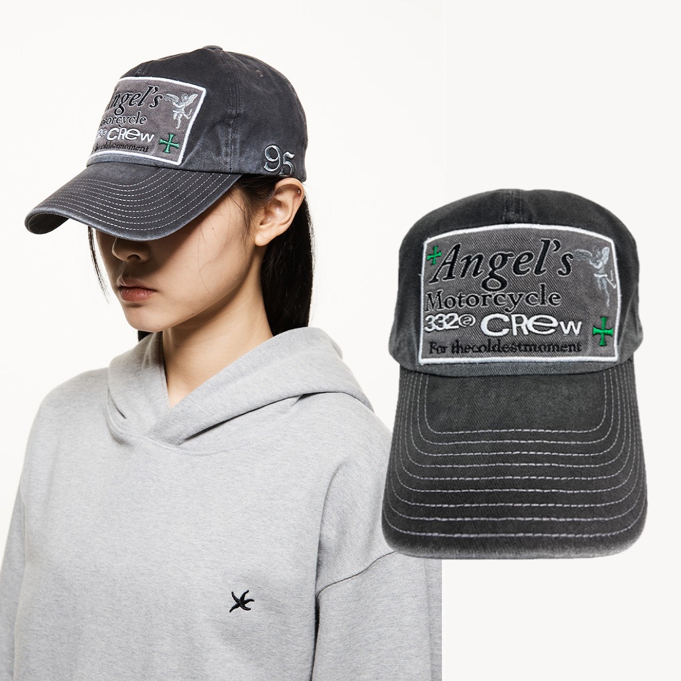 [THE COLDEST MOMENT] [ビッグサイズ韓国人気] TCM angel cap (charcoal)