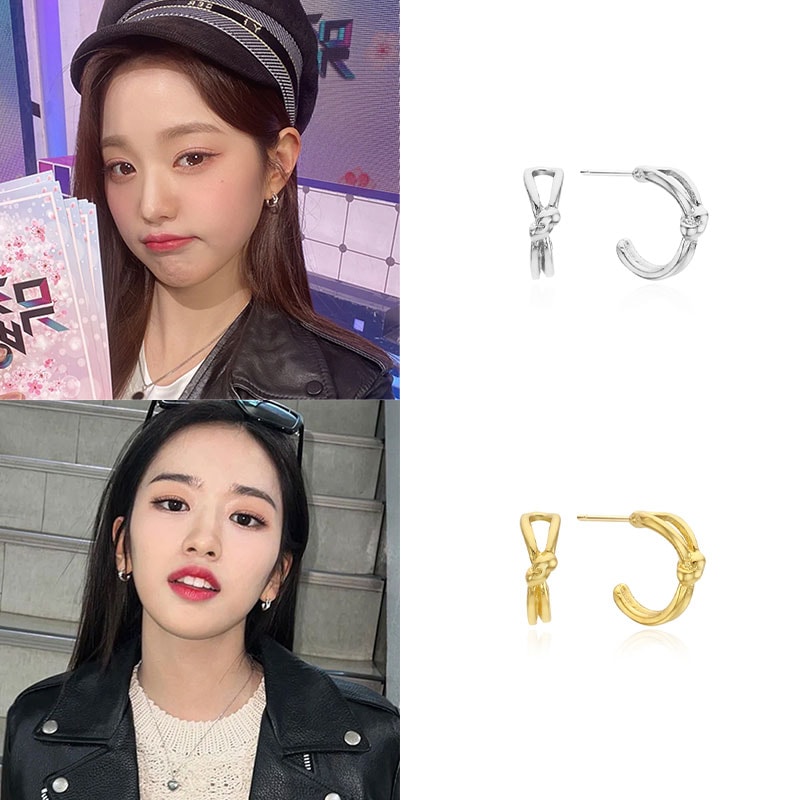 [IVEチャンウォンヨン,アン ユジン,レイ着用]結び目のあるイヤリング/韓国ファッション/韓国ファッションスタイル/韓国ストリートファッション/SNSで人気/韓国の人気ブランド