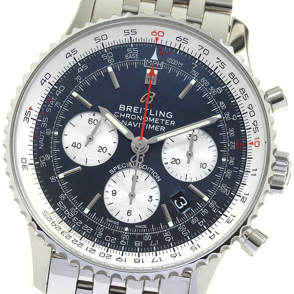 ブライトリング BREITLING AB0121 ナビタイマー 01 リミテッド クロノグラフ デイト 自動巻き メンズ 美品 内箱・保証書付き_815589【中古】 346,590円