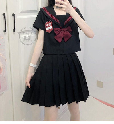 Qoo10] 【激安本日限定】制服 セーラー服 黒 赤