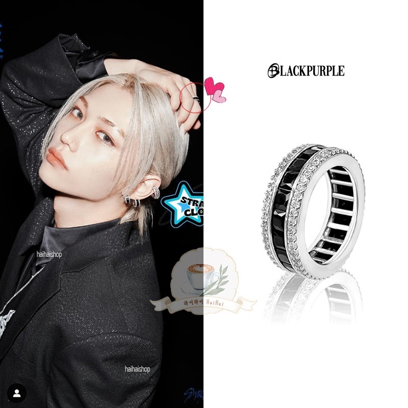 [Stray Kids フィリックス着用] Onyx AAA DIA CRYSTAL RING