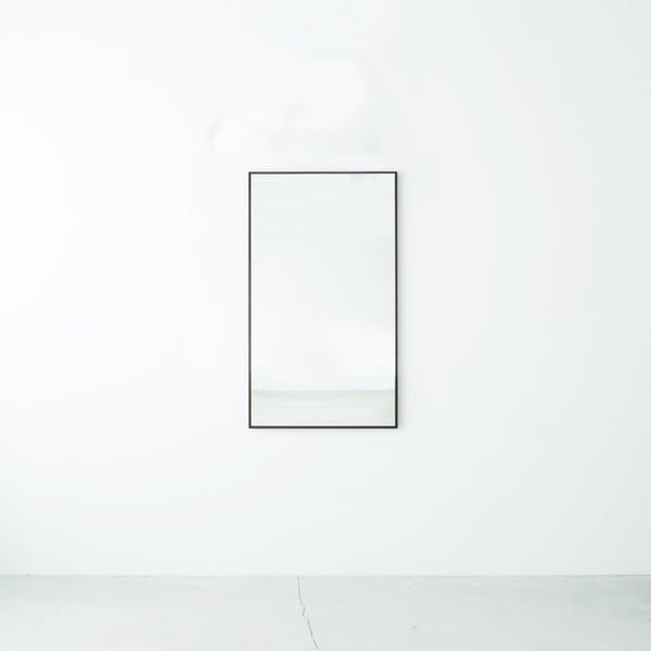 (2個セット)細枠ウォールミラー(60×90)(ブラウン/茶) 天然木 姿見鏡 ワイド 高級感 木製 飛散防止加工 壁掛け 北欧風 玄関 トイレ 洗面 日本製 完成品 業...