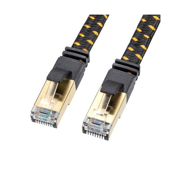 （まとめ） サンワサプライ カテゴリ8メッシュフラットLANケーブル 5m ブラック KB-T8MEFL-05BK (×2セット)