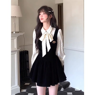 Qoo10] 2025 秋冬 可愛い レイヤードワンピ