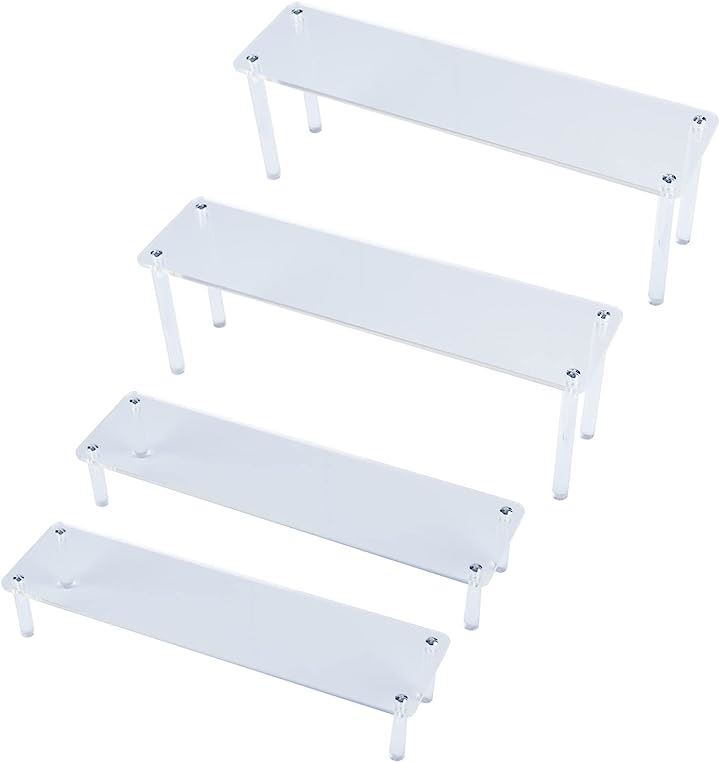 アクリル ディスプレイ スタンド 人形 展示 コレクション フィギュア 陳列 ステージ 高さ10cmx2個と高さ5cmx2個のセット( クリア)