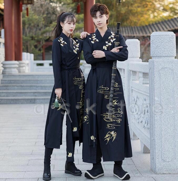 漢服 ペアルック コスプレ衣装 男女兼用漢服 華流 コスチューム カップル ハロウィン 変身仮装 古代宮廷衣装 かっこいい 唐装漢服 中華服 チャイナ服 イベント 文化祭 学園祭 撮影衣装 大きいサイ