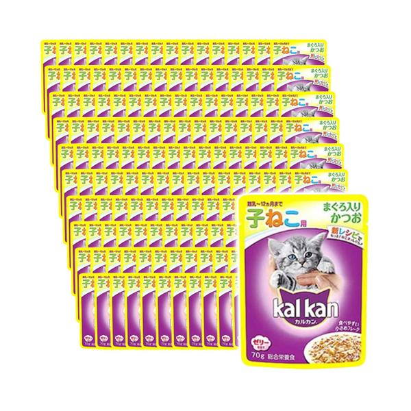160個セット カルカンパウチ 12か月までの子ねこ用 まぐろ入りかつお 70g