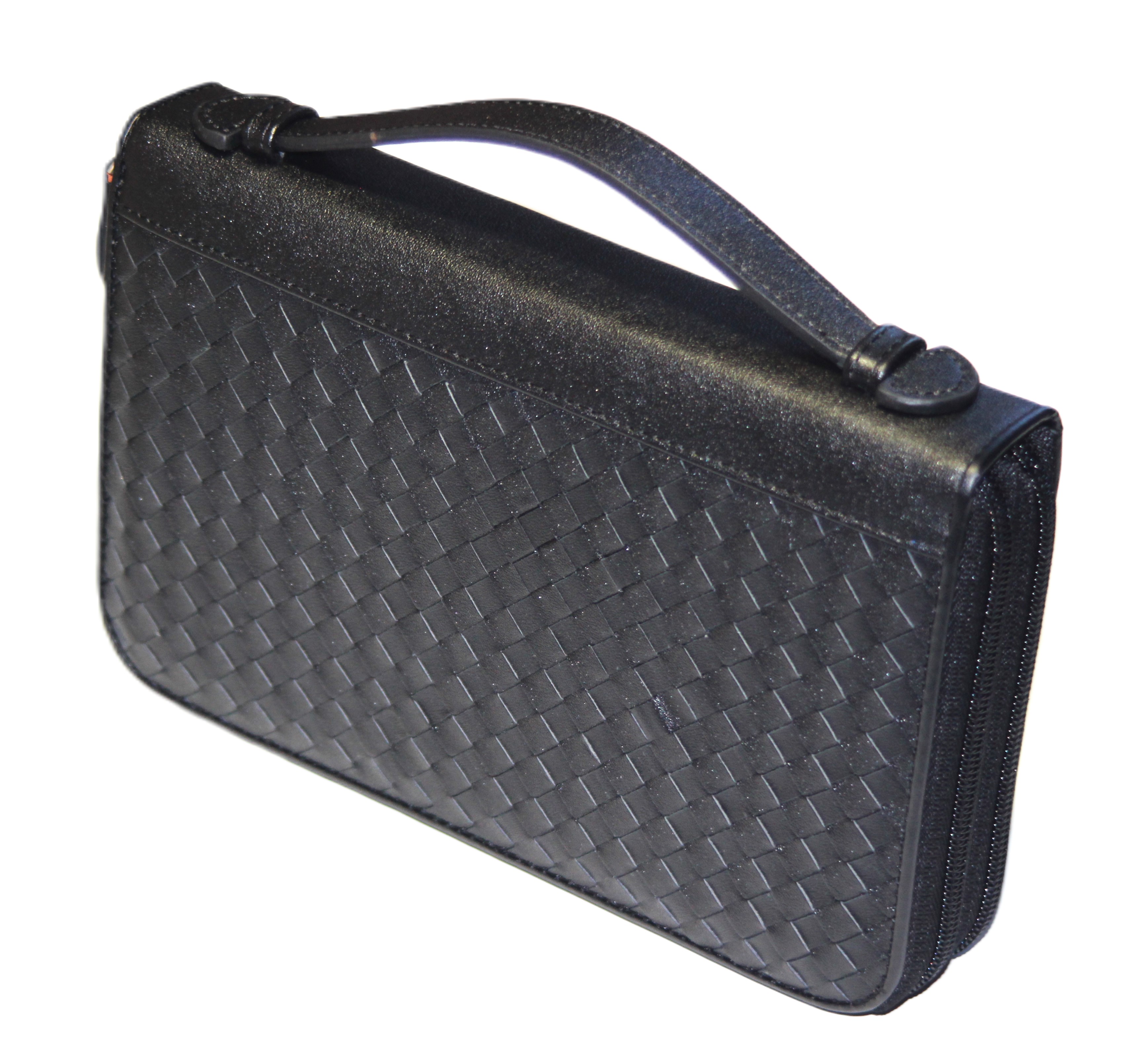 【新規OPEN】【期間限定セール】【激安】【新品未使用】牛革メッシュ編み込み加工　男女兼用　手付　特殊モデル　セカンドクラッチバッグ　1775　ブラック