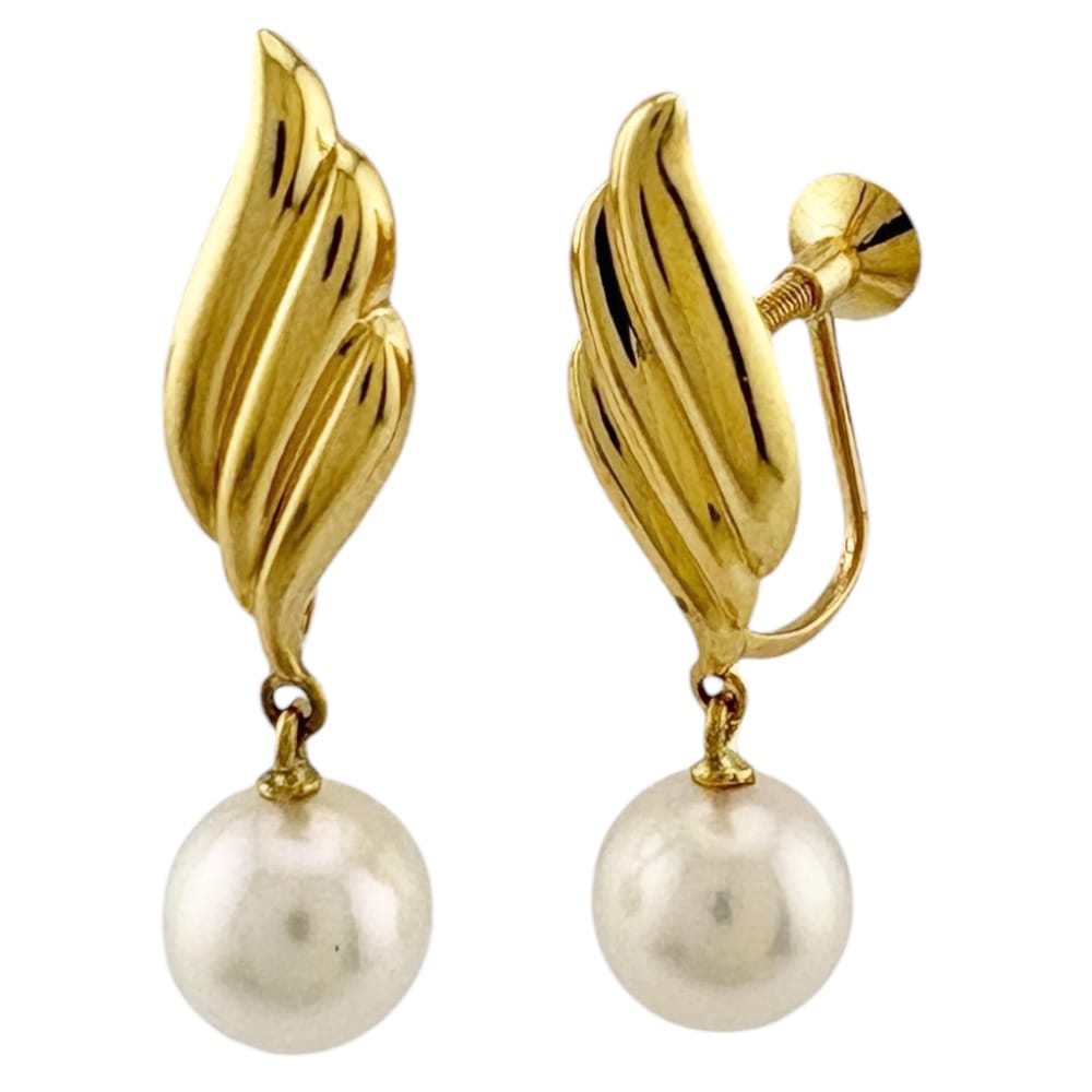 ミキモト イヤリング 18金 K18イエローゴールド アコヤパール MIKIMOTO 中古 美品