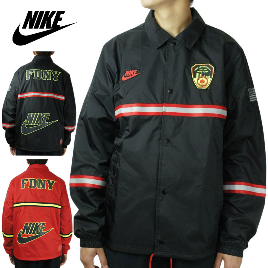 ナイキ NIKEメンズ ジャケットNSW FDNY COACHES JACKETナイキ×ＦＤＮＹ コーチジャケットBLACK(ブラック) RED(レッド)br
