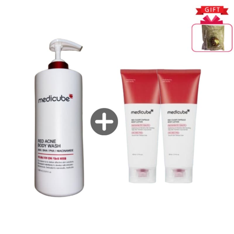 【SALE】 大容量 特大容量レッドアクネトラブルボディウォッシュ2.0（石鹸の香り）1L 1本＋レッドカプセルボディローション230ml 2本セット 【トラブル肌・高保湿・全身ケア・背中ケア】