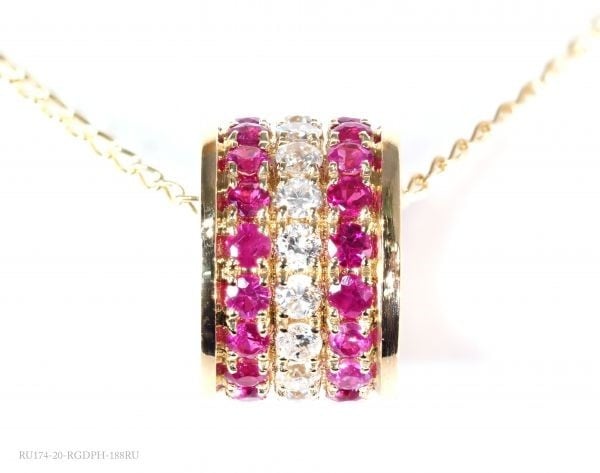 厳選 天然 ダイヤモンド ルビー ネックレス 豪華 0.335ct K18YG 18金製品 74