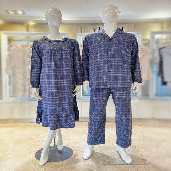 GW8836A_起毛チェック 綿100 女性ワンピース カップル