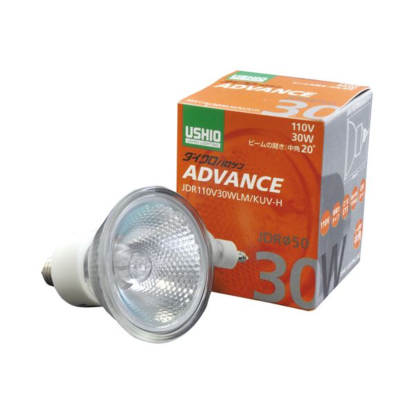（まとめ） ウシオライティング ダイクロハロゲンアドバンス 30W 中角 E11口金 ミラー付 JDR110V30WLM／KUV-H 1個 (×2セット)