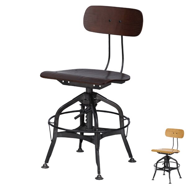 ワークチェア インダストリアル調 昇降式 スチールフレーム