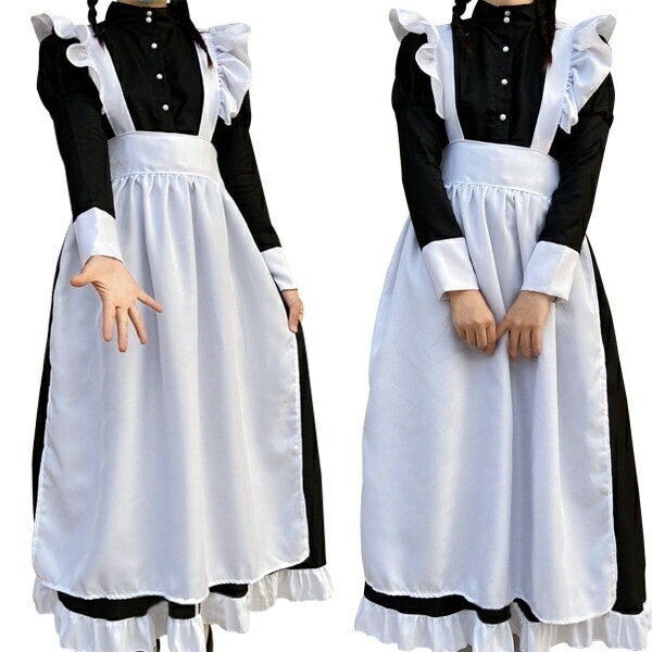【最安値 大人気N0.1】B149メイド服 ロング コスプレ衣装 長袖 エプロン クラシカル ロイヤルメイド レディース 大人用 イギリス フリル クラシカル 制服 喫茶店 変装 ゴスロリ ロング 4,564円