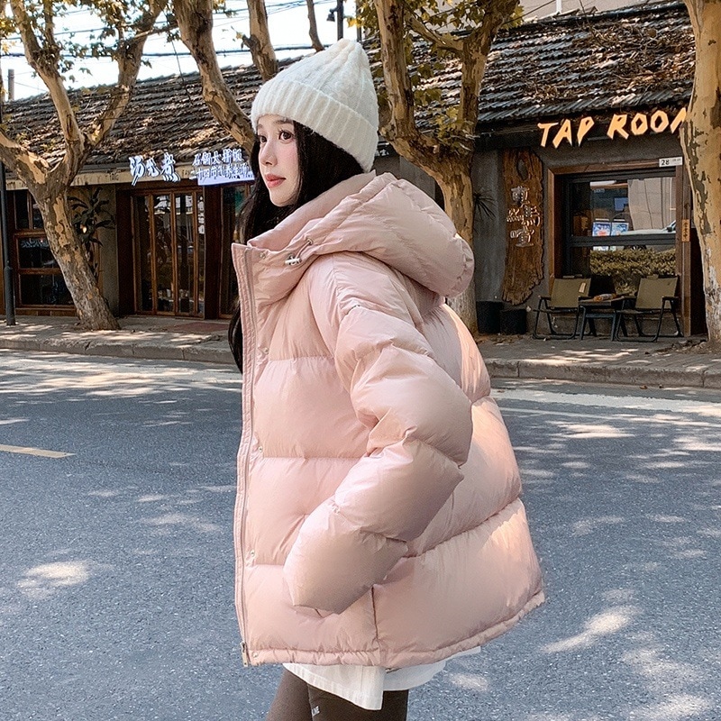ダウンジャケット女性の新しいショートスタイル 2024 冬パフ小さな肥厚ルーズホワイトダックダウンパンジャケット学生ジャケット