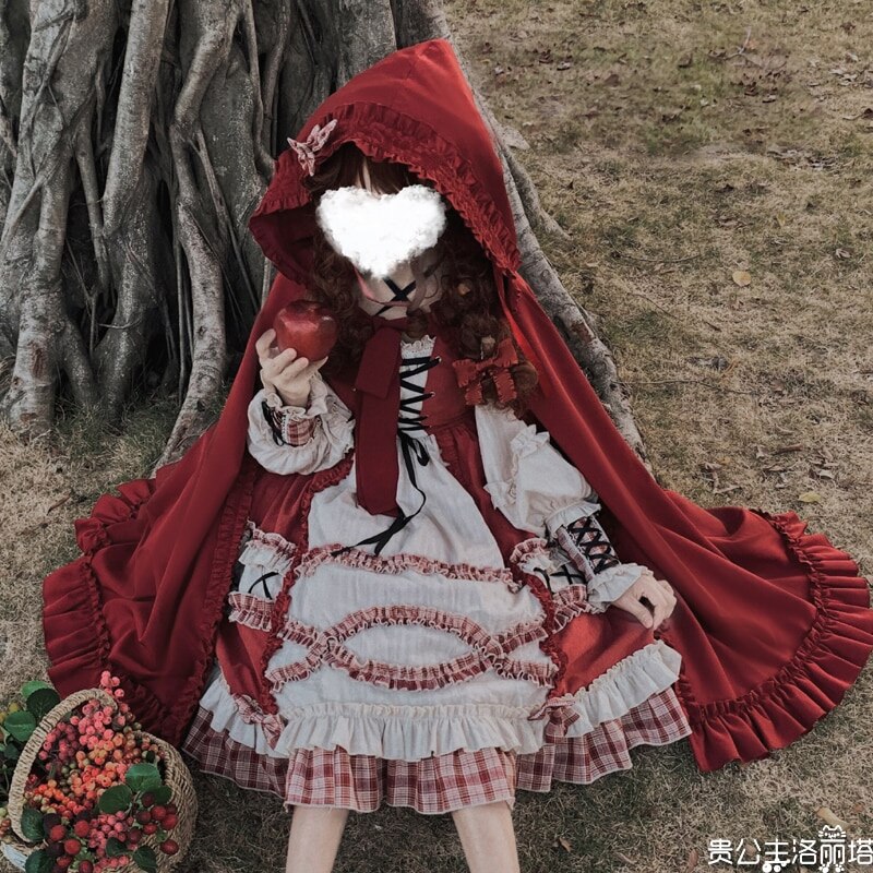 ロリータベリーフォレスト赤ずきんガールドレスロリータかわいいマントロングフード付きショールコート
