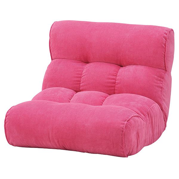 ソファー座椅子/フロアチェア ピンク ワイドタイプ 41段階リクライニング ピグレット2nd-コーデュロイ