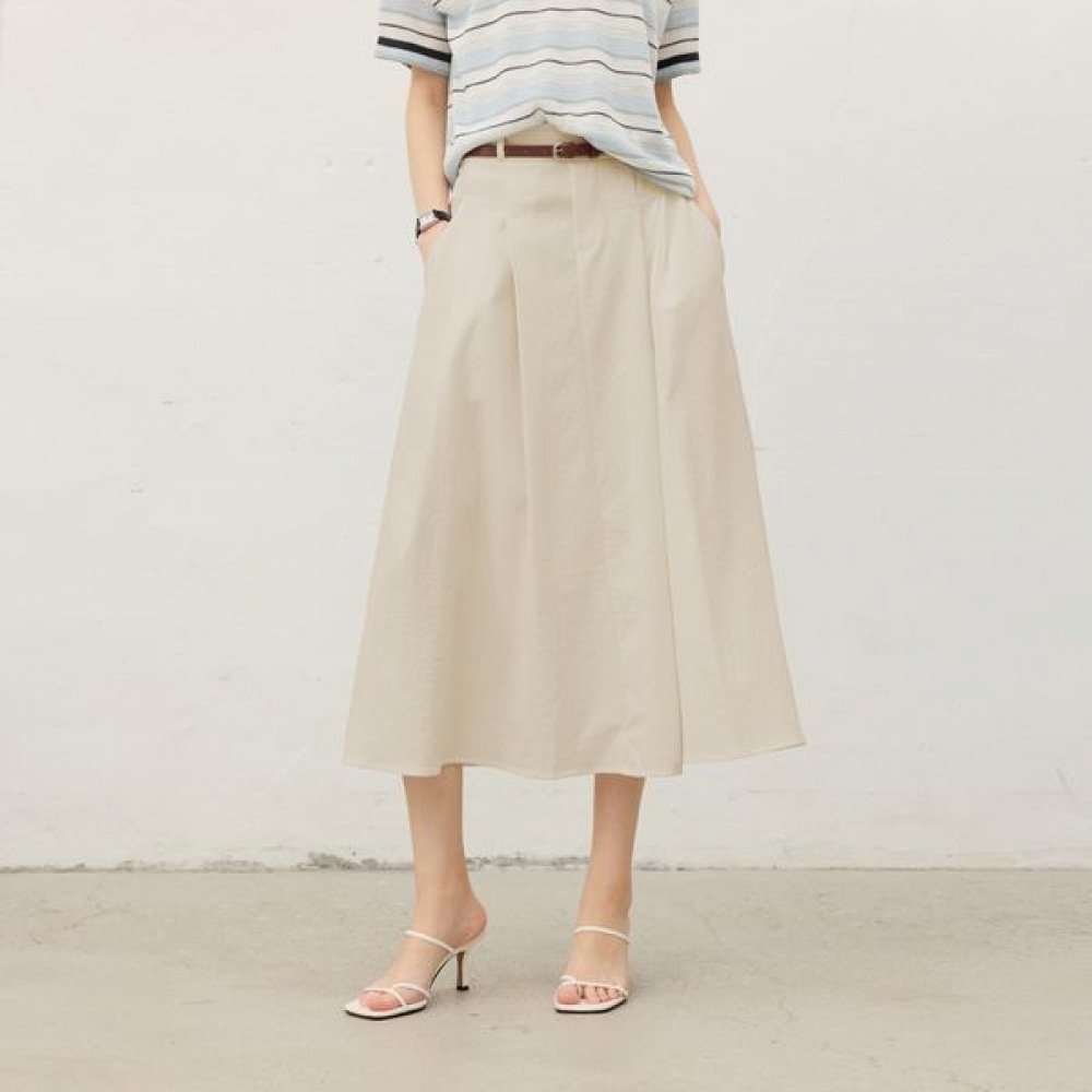 [リアーナニューヨーク] バックバンディングフレアスカート_ベージュ