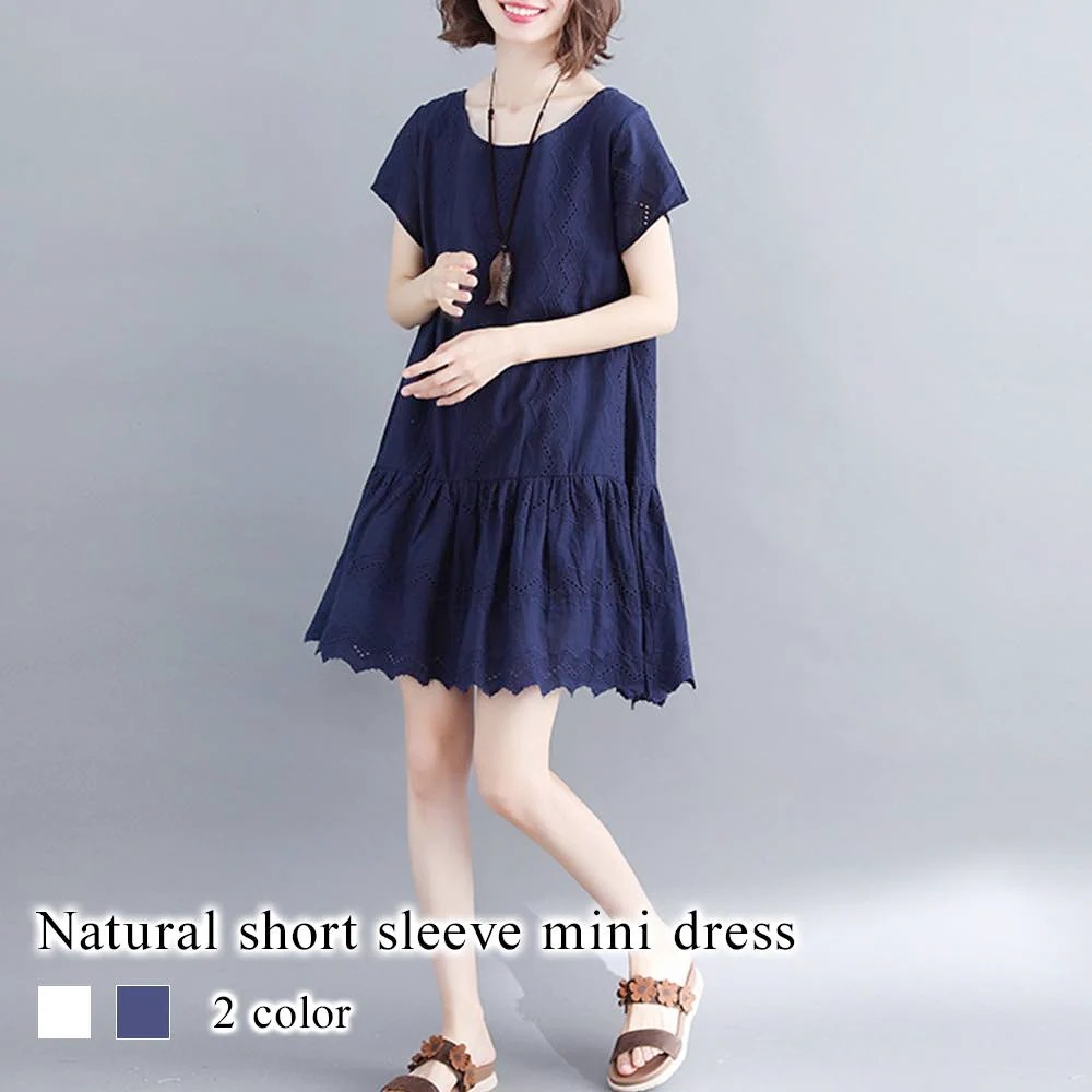ワンピース レディース ナチュラル半袖ミニワンピ おしゃれ 韓国 夏 半袖 大人 パジャマ 50代 しっかり 大きいサイズ 安い ルームウェア 薄手 ニット 20代 40代 Aライン かわいい ブラン