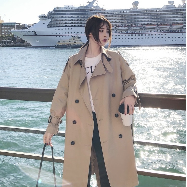 トレンチコート 長袖トレンチコート クラシカルデザイン 秋コート トップス アウター コート ジャケット 上着 ロングコート トレンチコート 膝下 ロング ロング丈 袖あり 長袖 Vネック 襟付き