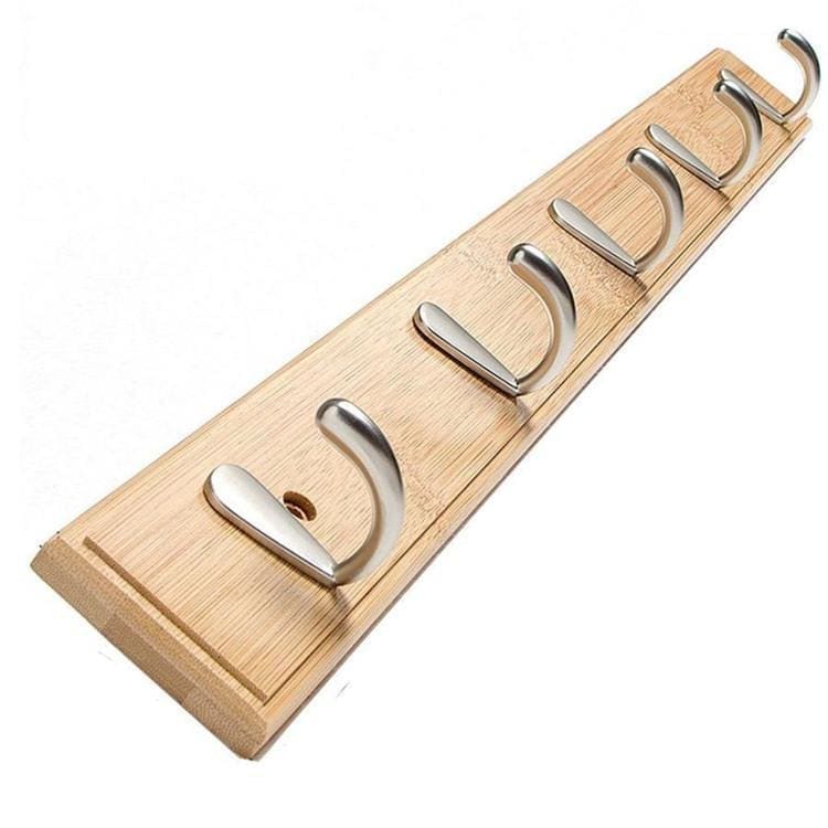 壁掛けフック5連 ウォールハンガー ウッドハンガー 天然竹製 帽子掛け 洋服掛け コート掛け