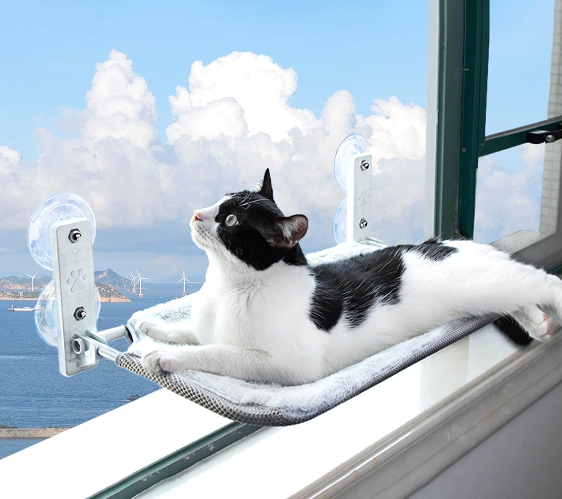 GPR 猫ハンモック 折畳み式猫ハンモック 吸盤 猫窓用ハンモック カバー二枚付き 簡単設置 折りたためる 日光浴可能 通気性メッシュ素材 洗濯易い 窓際でくつろぎ ストレス解消 日本語取扱説明書付き