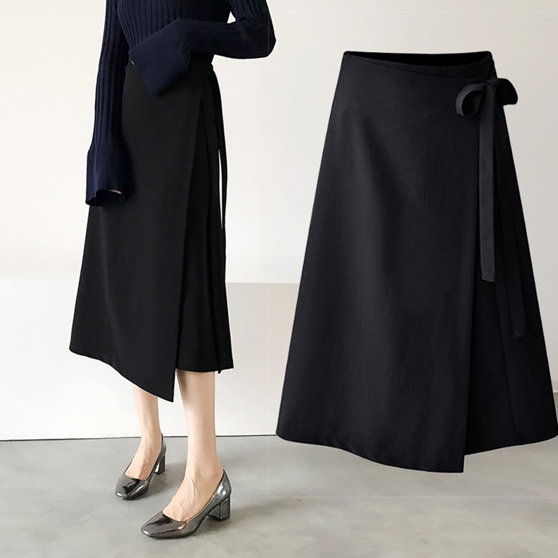 スカート ロングスカート ラップスカート ミモレ丈 ロング丈 Aライン リボン ウエストリボン ハイウエスト ポリエステル 大人可愛い きれいめ シンプル 上品 おしゃれ お洒落 かっこいい 大人女子