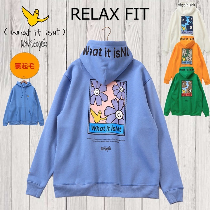 【(What it isNt) ART BY MARK GONZALES】 マークゴンザレス パーカー 胸刺繍 バックプリント フードプリント スケーター ダンス ストリート リラックスフィット 裏起 5,203円
