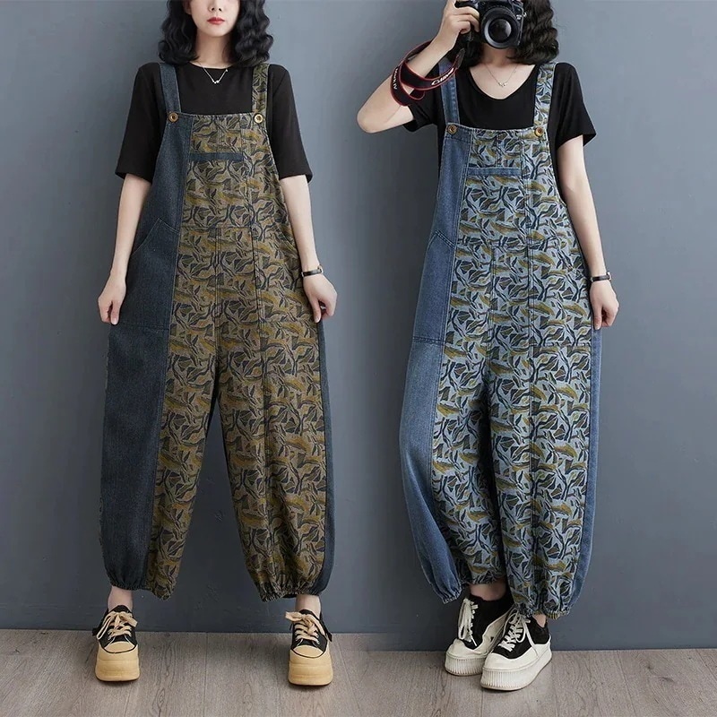 ヘビロテ!キャミワンピースサロペット新作 サロペット2024春夏 新作 ゆったり 大きめ レトロ 花柄 オールインワンパンツ 着痩せ デニムサロペット レディース オーバーオール
